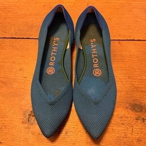 Rothy's Size 7 Rare Teal Blue The Point Flat Comfort Casual Everyday Slip-on